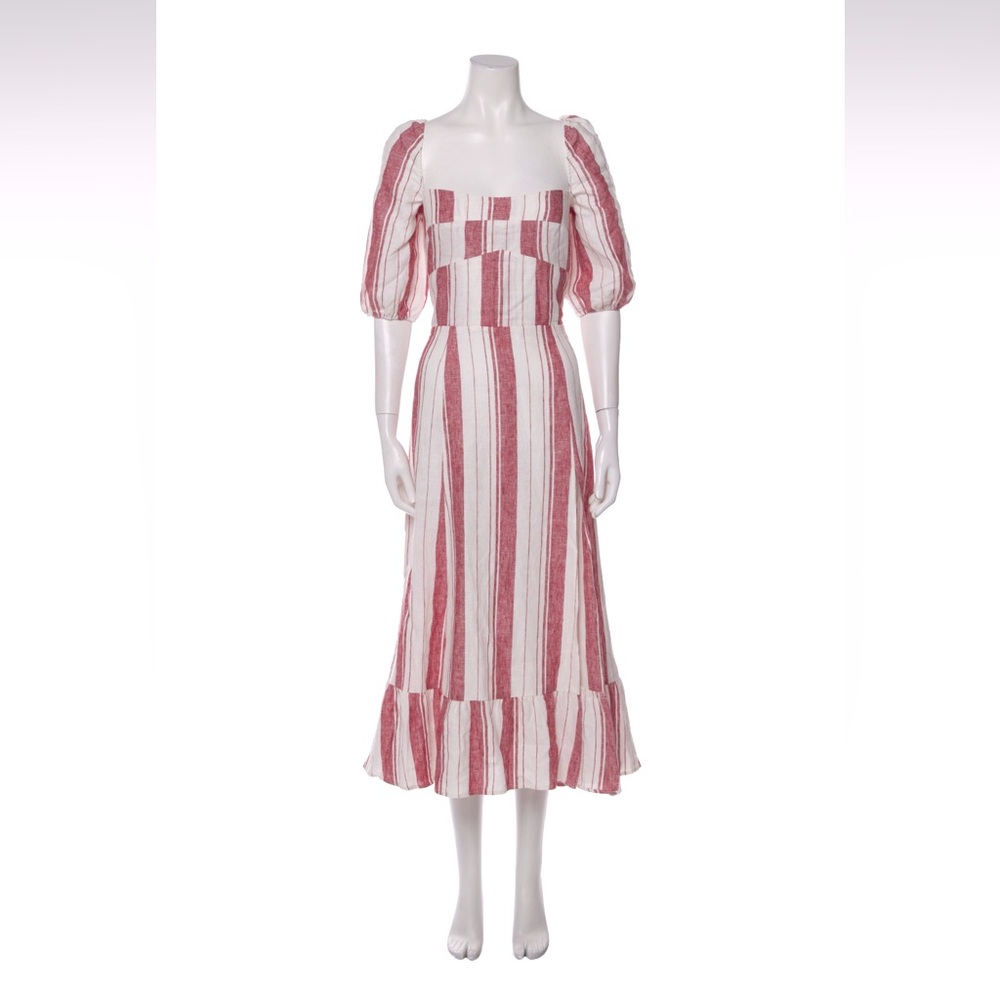 Striped Linen Midi Dress